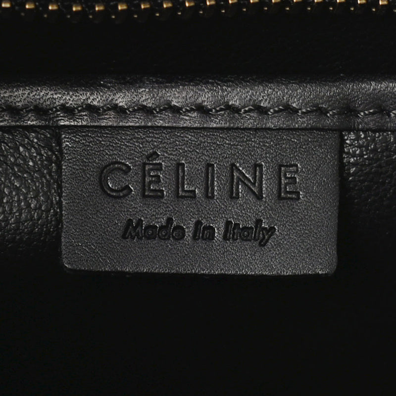 CELINE セリーヌ ラゲージ マイクロショッパー 紺 S-GA-4174 レディース キャンバス カーフ ハンドバッグ Bランク 中古 銀蔵