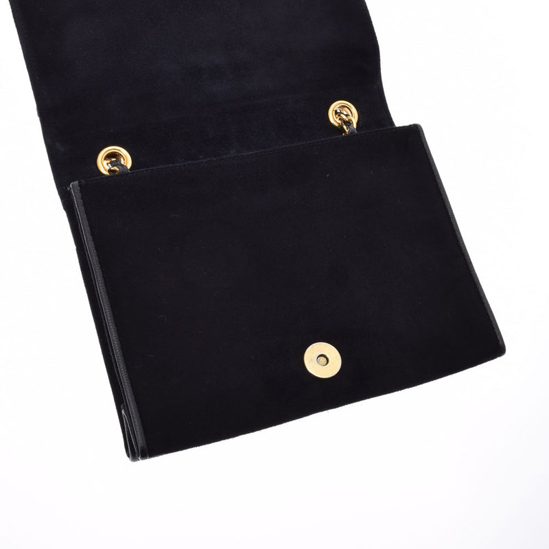 CHANEL シャネル マトラッセ マトラッセ ミニチェーンショルダー 黒 ゴールド金具 レディース スウェード ショルダーバッグ Bランク 中古 銀蔵