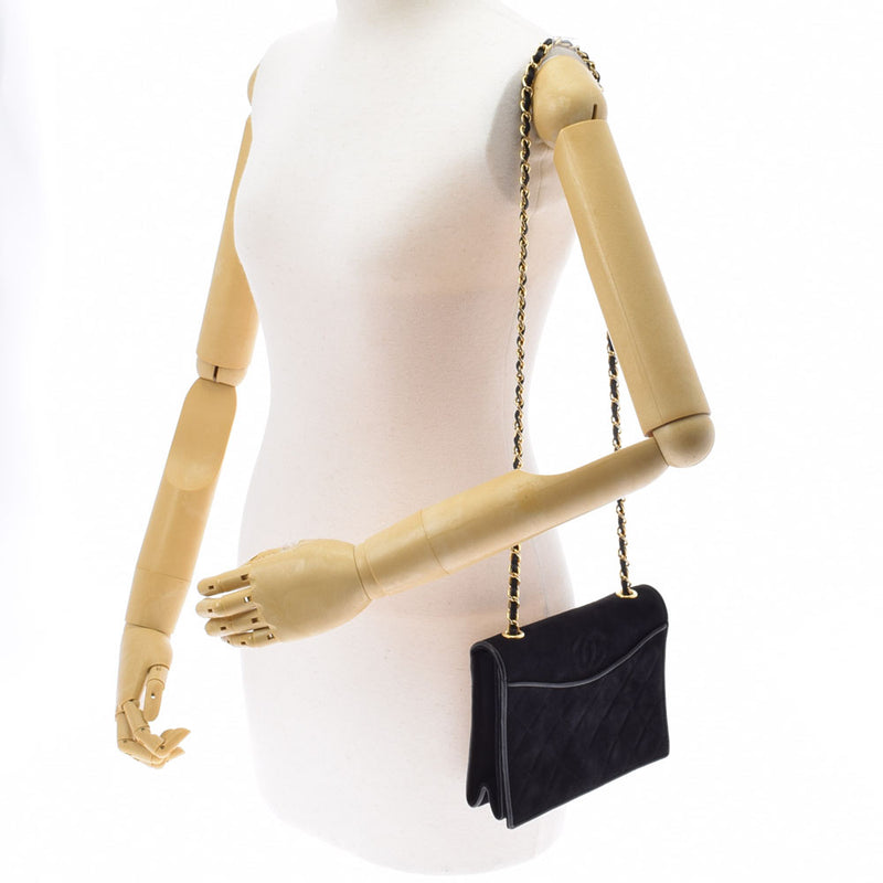 CHANEL シャネル マトラッセ マトラッセ ミニチェーンショルダー 黒 ゴールド金具 レディース スウェード ショルダーバッグ Bランク 中古 銀蔵