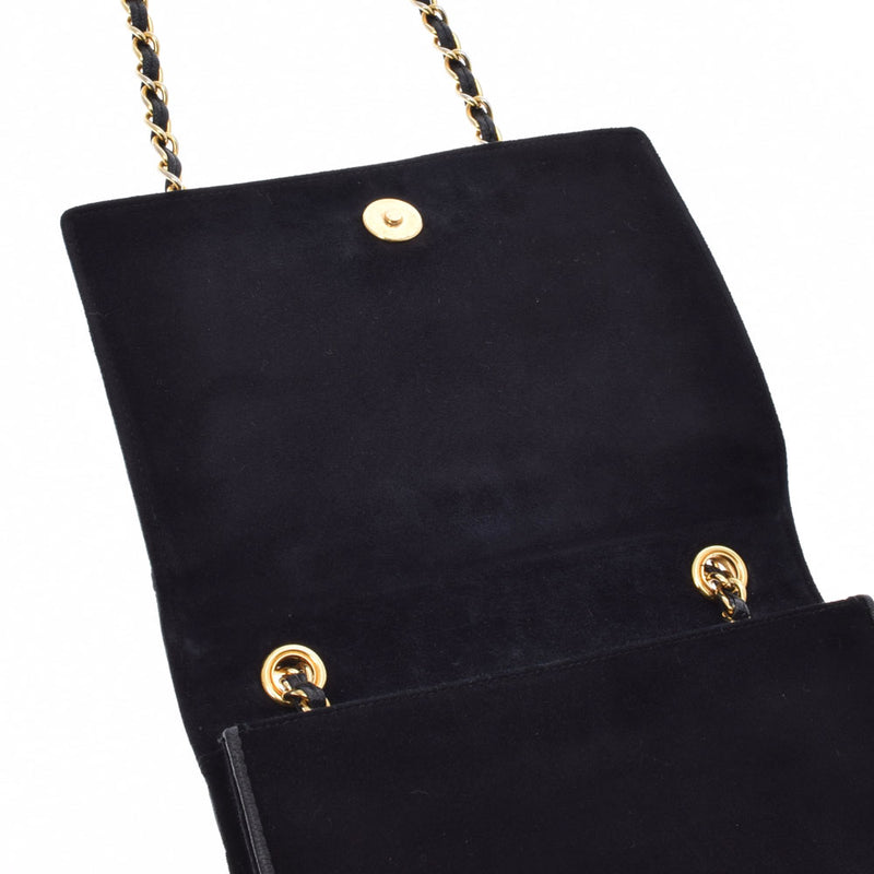 CHANEL シャネル マトラッセ マトラッセ ミニチェーンショルダー 黒 ゴールド金具 レディース スウェード ショルダーバッグ Bランク 中古 銀蔵