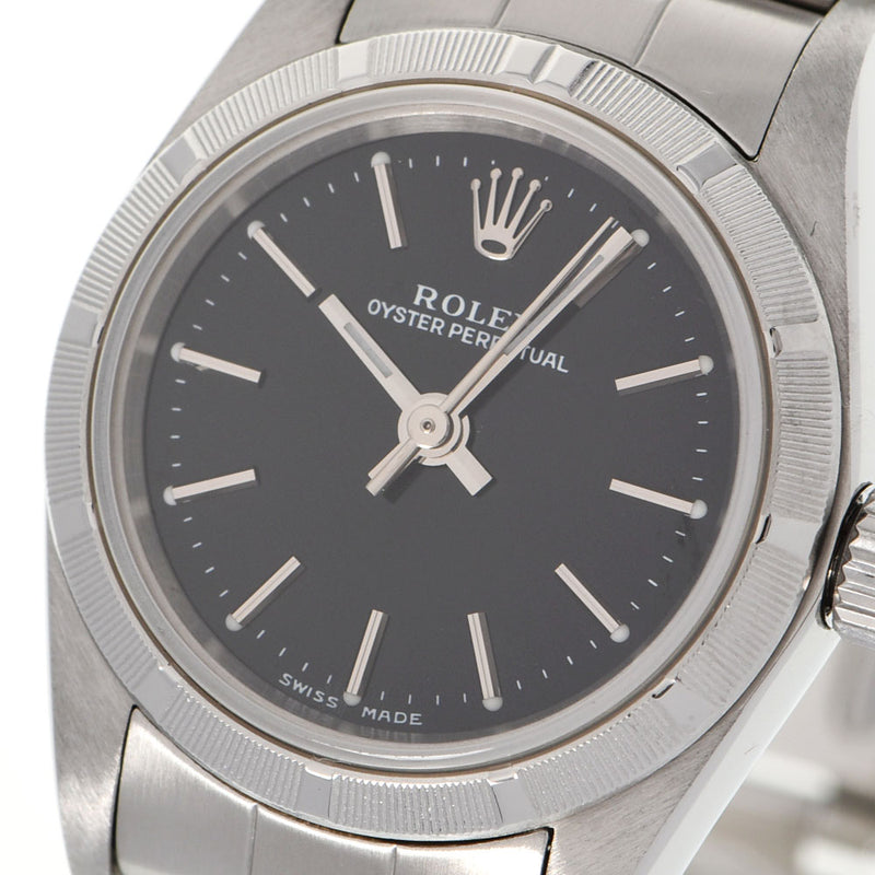 ROLEX ロレックス オイスターパーペチュアル 76030 レディース SS 腕時計 自動巻き 黒文字盤 Aランク 中古 銀蔵