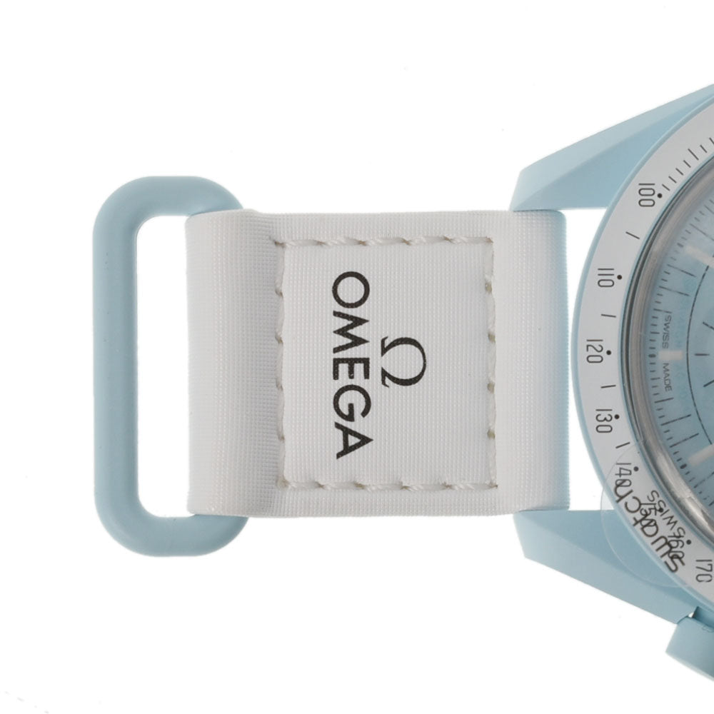 SWATCH スウォッチ OMEGA オメガ / Mission to Uranus SO33L100 メンズ バイオセラミック/VELCRO 腕時計  クオーツ 水色文字盤 Aランク 中古 銀蔵