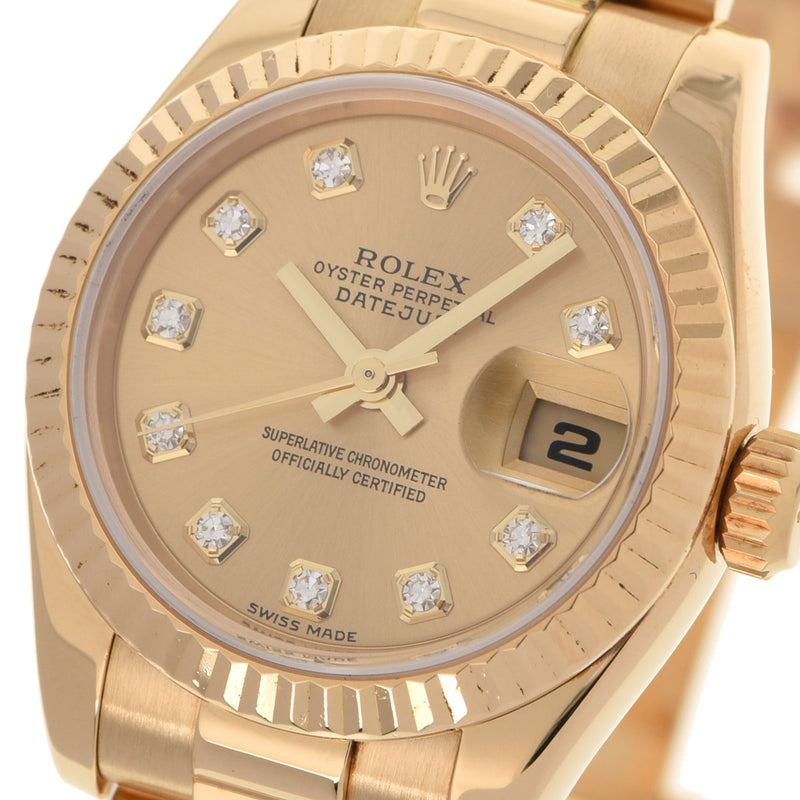 ROLEX ロレックス デイトジャスト 10Pダイヤ 179178G レディース YG 腕時計 自動巻き シャンパン文字盤 Aランク 中古 銀蔵