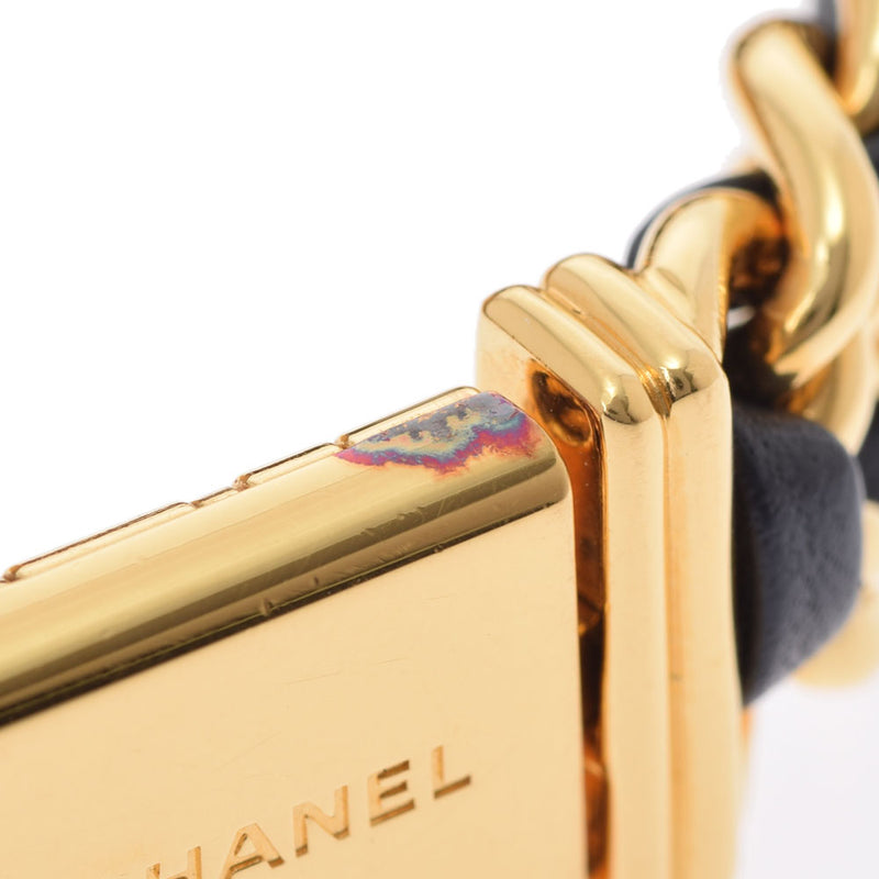 CHANEL シャネル プルミエール #M レディース GP/革 腕時計 クオーツ 黒文字盤 Aランク 中古 銀蔵