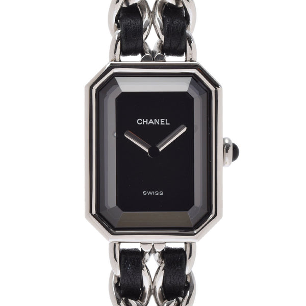 CHANEL シャネル プルミエール サイズL H0451 レディース SS/革 腕時計 クオーツ 黒文字盤 Aランク 中古 銀蔵