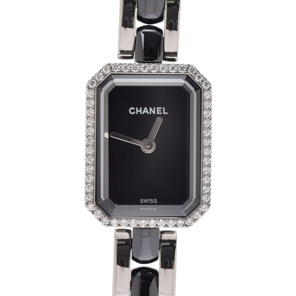 CHANEL シャネル プルミエール ベゼルダイヤ  H3058 レディース SS/セラミック 腕時計 黒文字盤 Aランク 中古 銀蔵