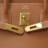 HERMES エルメス バーキン 35 ゴールド ゴールド金具 □B刻印(1998年頃) ユニセックス クシュベル ハンドバッグ ABランク 中古 銀蔵