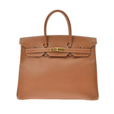 HERMES エルメス バーキン 35 ゴールド ゴールド金具 □B刻印(1998年頃) ユニセックス クシュベル ハンドバッグ ABランク 中古 銀蔵