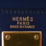 HERMES エルメス ケリー32 外縫い ブルー ゴールド金具 □F刻印(2002年頃) レディース ボックスカーフ 2WAYバッグ Aランク 中古 銀蔵