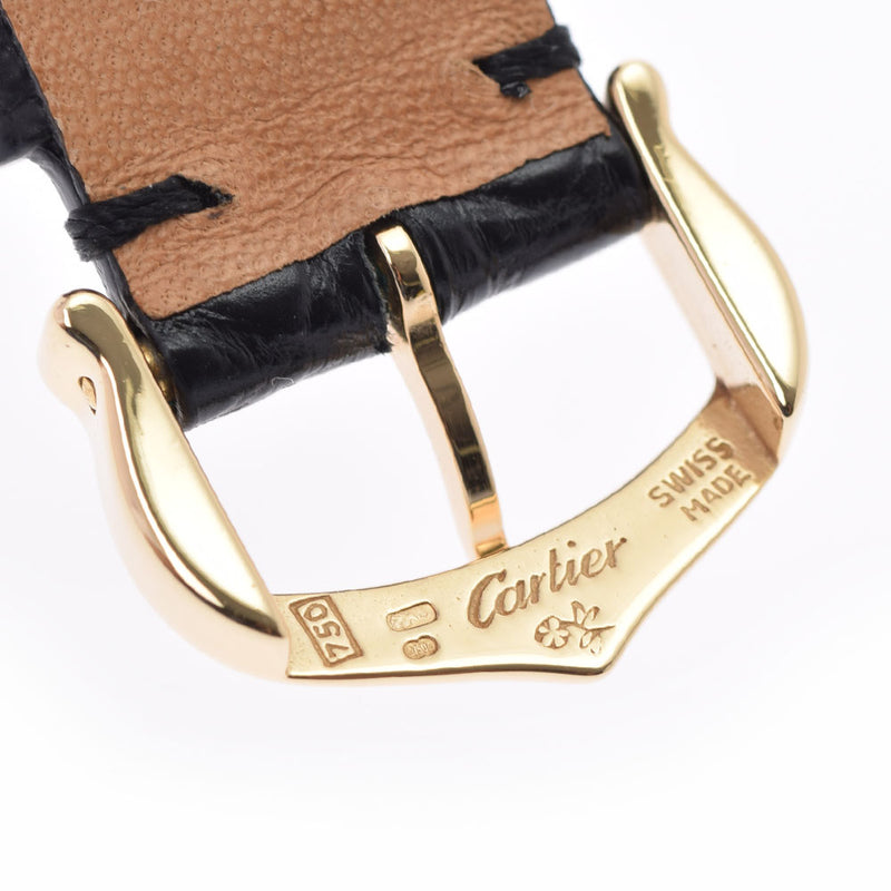 CARTIER カルティエ タンクオビュ W1512256 レディース YG/革 腕時計 クオーツ アイボリー系文字盤 Aランク 中古 銀蔵