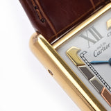 CARTIER カルティエ マストタンク  SM レディース GP/革 腕時計 クオーツ スリーカラー文字盤 Aランク 中古 銀蔵