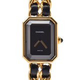 CHANEL シャネル プルミエール サイズL H0001 レディース GP/革 腕時計 クオーツ 黒文字盤 Aランク 中古 銀蔵