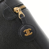 CHANEL シャネル 縦型バニティ ブラック ゴールド金具 レディース  キャビアスキン ハンドバッグ ABランク 中古 銀蔵
