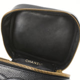CHANEL シャネル 縦型バニティ ブラック ゴールド金具 レディース  キャビアスキン ハンドバッグ ABランク 中古 銀蔵