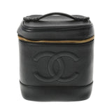 CHANEL シャネル 縦型バニティ ブラック ゴールド金具 レディース  キャビアスキン ハンドバッグ ABランク 中古 銀蔵