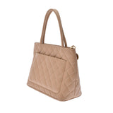 CHANEL シャネル 復刻トート ベージュ ゴールド金具 レディース キャビアスキン トートバッグ ABランク 中古 銀蔵