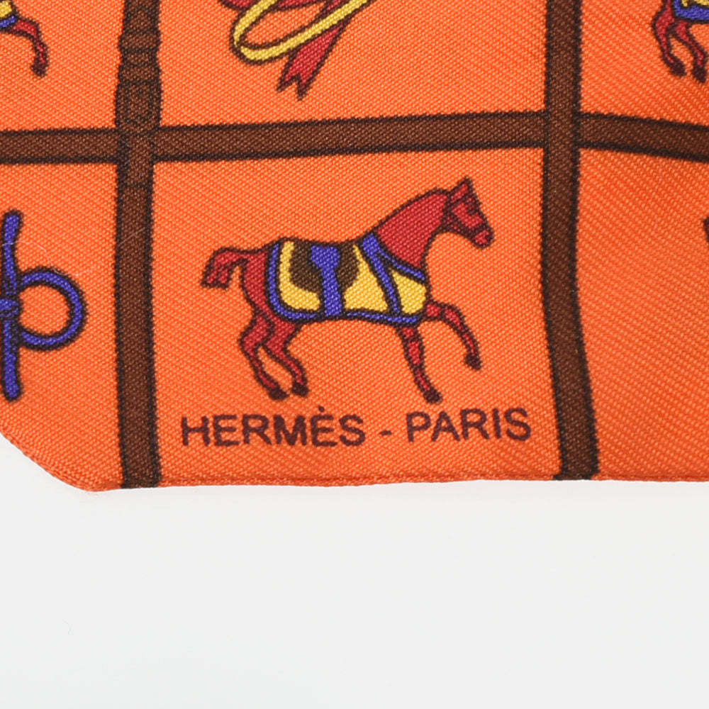 エルメスツイリー 馬具柄 旧タグ オレンジ レディース スカーフ HERMES