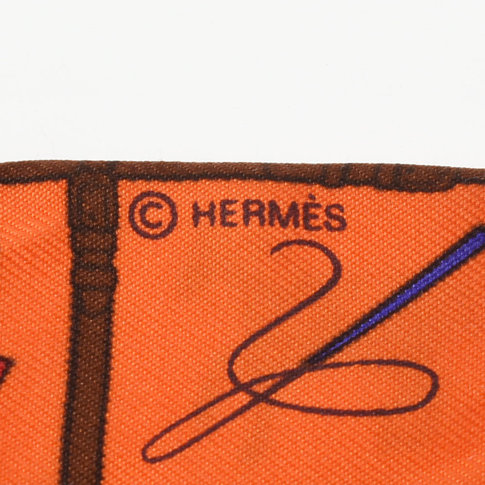 エルメスツイリー 馬具柄 旧タグ オレンジ レディース スカーフ HERMES