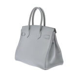 HERMES エルメス バーキン 30 ブルーグラシエ パラジウム金具 X刻印(2016年頃) レディース ヴォーエプソン ハンドバッグ Aランク 中古 銀蔵