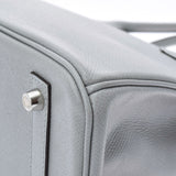 HERMES エルメス バーキン 30 ブルーグラシエ パラジウム金具 X刻印(2016年頃) レディース ヴォーエプソン ハンドバッグ Aランク 中古 銀蔵