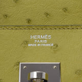 HERMES エルメス バーキン 30 アニスグリーン パラジウム金具 □L刻印(2008年頃) レディース オーストリッチ ハンドバッグ Aランク 中古 銀蔵