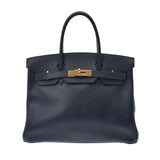 HERMES エルメス バーキン30 ブルーインディゴ ゴールド金具 ○W刻印(1993年頃) レディース クシュベル ハンドバッグ ABランク 中古 銀蔵