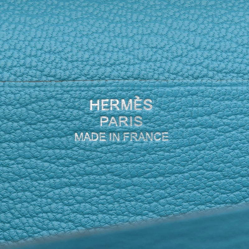 HERMES エルメス ベアンスフレ  ターコイズ パラジウム金具 □R刻印(2014年頃) レディース シェーブル 長財布 Bランク 中古 銀蔵