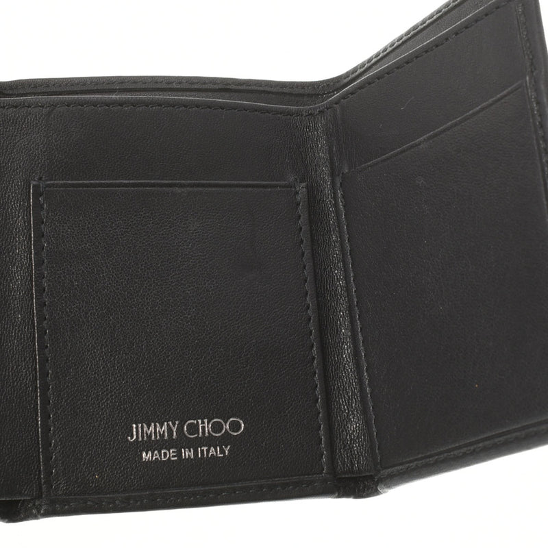 JIMMY CHOO ジミーチュウ コンパクトウォレット スタースタッズ 黒 レディース カーフ 三つ折り財布 Bランク 中古 銀蔵