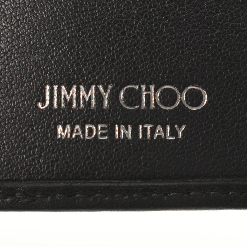 JIMMY CHOO ジミーチュウ コンパクトウォレット スタースタッズ 黒 レディース カーフ 三つ折り財布 Bランク 中古 銀蔵