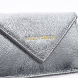 BALENCIAGA バレンシアガ ペーパーミニウォレット シルバー 391446 レディース カーフ 三つ折り財布 Aランク 中古 銀蔵