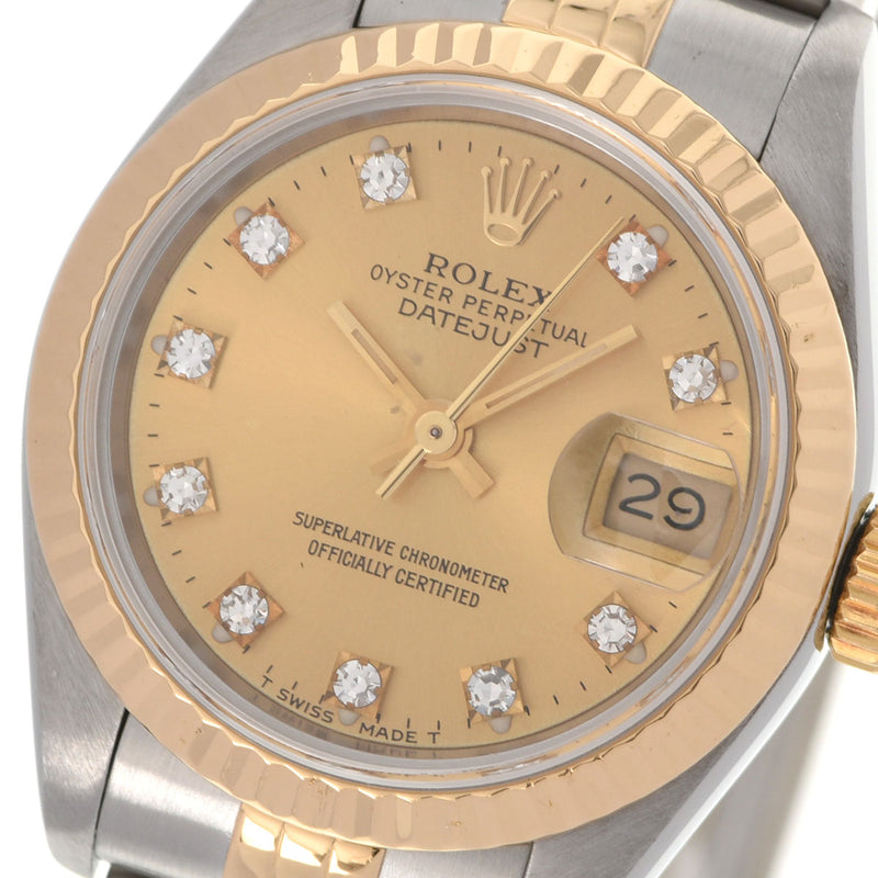 ROLEX ロレックス デイトジャスト 10Pダイヤ 69173G レディース YG/SS 腕時計 自動巻き シャンパン文字盤 Aランク 中古 銀蔵