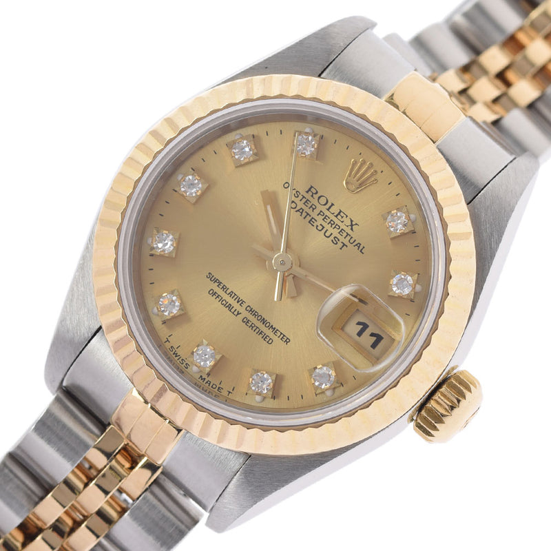 ROLEX ロレックス デイトジャスト 10Pダイヤ 69173G レディース YG/SS 腕時計 自動巻き シャンパン文字盤 Aランク 中古 銀蔵