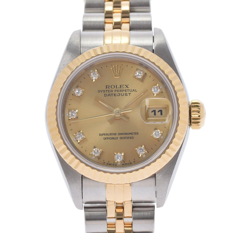 ROLEX ロレックス デイトジャスト 10Pダイヤ 69173G レディース YG/SS 腕時計 自動巻き シャンパン文字盤 Aランク 中古 銀蔵