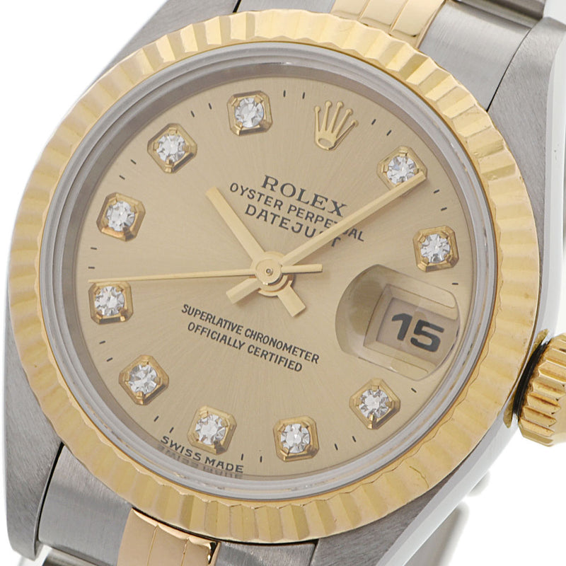 ROLEX ロレックス デイトジャスト 10Pダイヤ 69173G レディース YG/SS 腕時計 自動巻き シャンパン文字盤 Aランク 中古 銀蔵