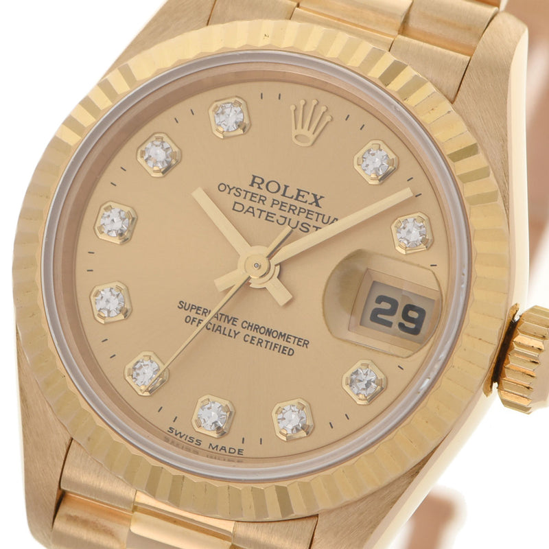 ROLEX ロレックス デイトジャスト 10Pダイヤ 69178G レディース YG 腕時計 自動巻き シャンパン文字盤 Aランク 中古 銀蔵