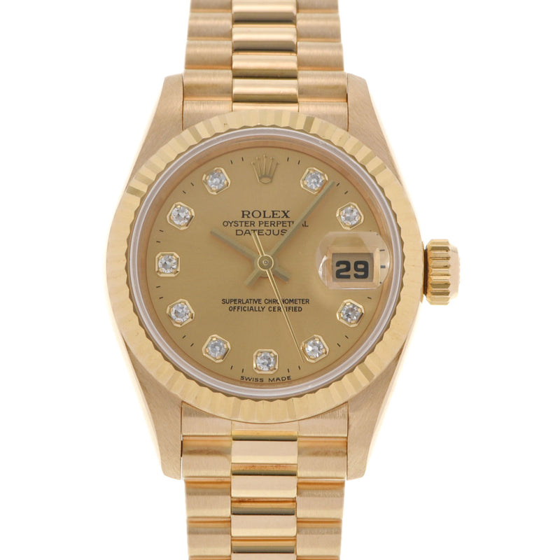 ROLEX ロレックス デイトジャスト 10Pダイヤ 69178G レディース YG 腕時計 自動巻き シャンパン文字盤 Aランク 中古 銀蔵