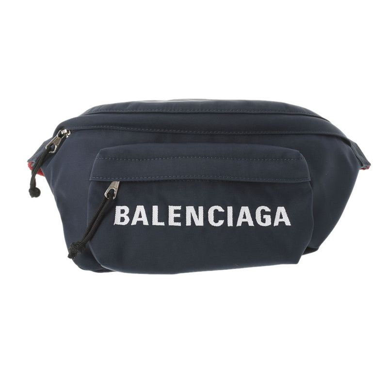 BALENCIAGA バレンシアガ ロゴ ウエストバッグ 紺/赤 533009 ユニセックス ナイロン ボディバッグ ABランク 中古 銀蔵