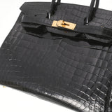 HERMES エルメス バーキン 30 黒 ゴールド金具 A刻印(2017年頃) レディース ニロティカス ハンドバッグ ABランク 中古 銀蔵