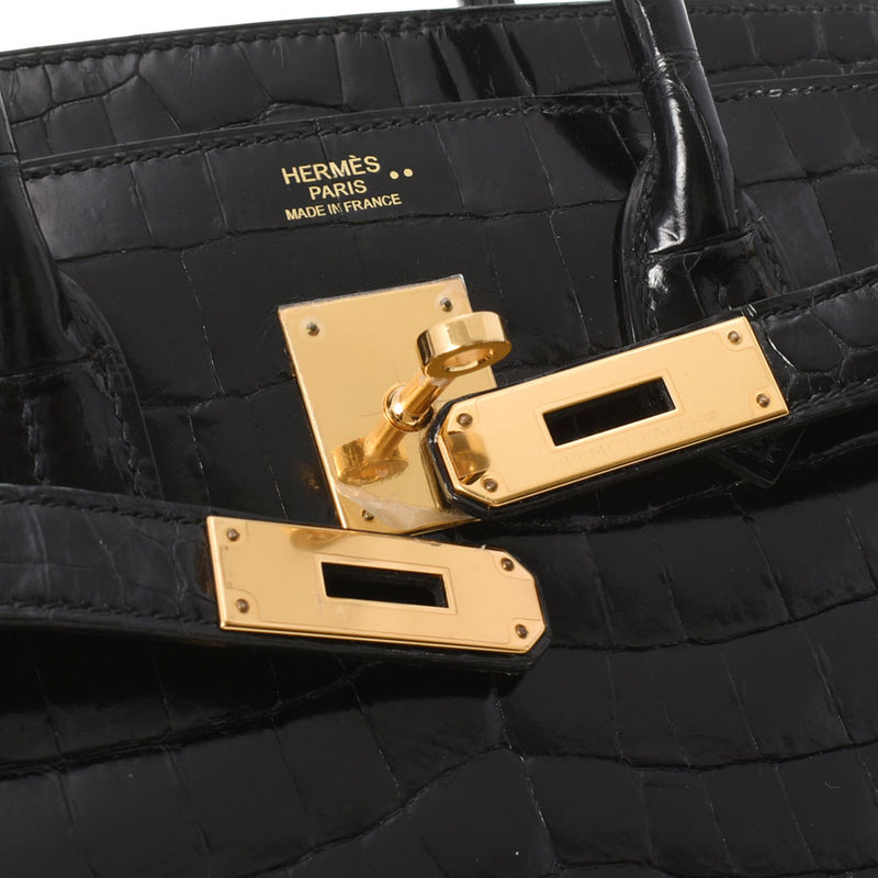 HERMES エルメス バーキン 30 黒 ゴールド金具 A刻印(2017年頃) レディース ニロティカス ハンドバッグ ABランク 中古 銀蔵