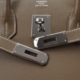 HERMES エルメス バーキン35 番号/イニシャル入り エトゥープ シルバー金具 □R刻印(2014年頃) ユニセックス ヴォーエプソン ハンドバッグ Aランク 中古 銀蔵