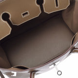 HERMES エルメス バーキン35 番号/イニシャル入り エトゥープ シルバー金具 □R刻印(2014年頃) ユニセックス ヴォーエプソン ハンドバッグ Aランク 中古 銀蔵