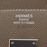 HERMES エルメス バーキン35 番号/イニシャル入り エトゥープ シルバー金具 □R刻印(2014年頃) ユニセックス ヴォーエプソン ハンドバッグ Aランク 中古 銀蔵