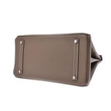 HERMES エルメス バーキン35 番号/イニシャル入り エトゥープ シルバー金具 □R刻印(2014年頃) ユニセックス ヴォーエプソン ハンドバッグ Aランク 中古 銀蔵