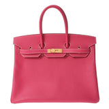 HERMES エルメス バーキン35 ローズティリアン ゴールド金具 □Q刻印(2013年頃) ユニセックス ヴォーエプソン ハンドバッグ Aランク 中古 銀蔵