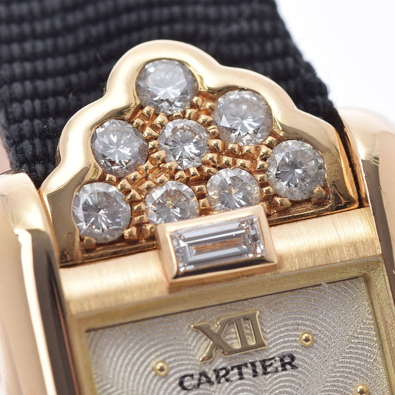 CARTIER カルティエ ミニタンク 1361 1361 レディース YG/革 腕時計 クオーツ アイボリー系文字盤 Aランク 中古 銀蔵