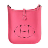 HERMES エルメス エヴリン TPM ロングストラップ ローズティリアン パラジウム金具 □P刻印(2012年頃) レディース ヴォーエプソン ショルダーバッグ 新同 中古 銀蔵