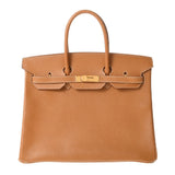 HERMES エルメス バーキン35 ゴールド ゴールド金具 □A刻印(1997年頃) ユニセックス アルデンヌ ハンドバッグ ABランク 中古 銀蔵