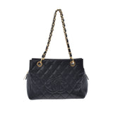 CHANEL シャネル マトラッセ PTT プチタイムレストート 黒 ゴールド金具 レディース  キャビアスキン ハンドバッグ Aランク 中古 銀蔵