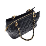 CHANEL シャネル マトラッセ PTT プチタイムレストート 黒 ゴールド金具 レディース  キャビアスキン ハンドバッグ Aランク 中古 銀蔵