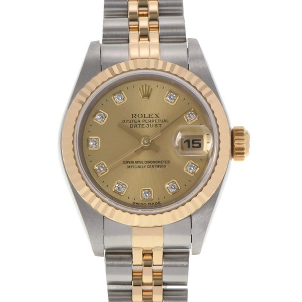 ROLEX ロレックス デイトジャスト 10Pダイヤ 79173G レディース YG/SS 腕時計 自動巻き シャンパン文字盤 Aランク 中古 銀蔵